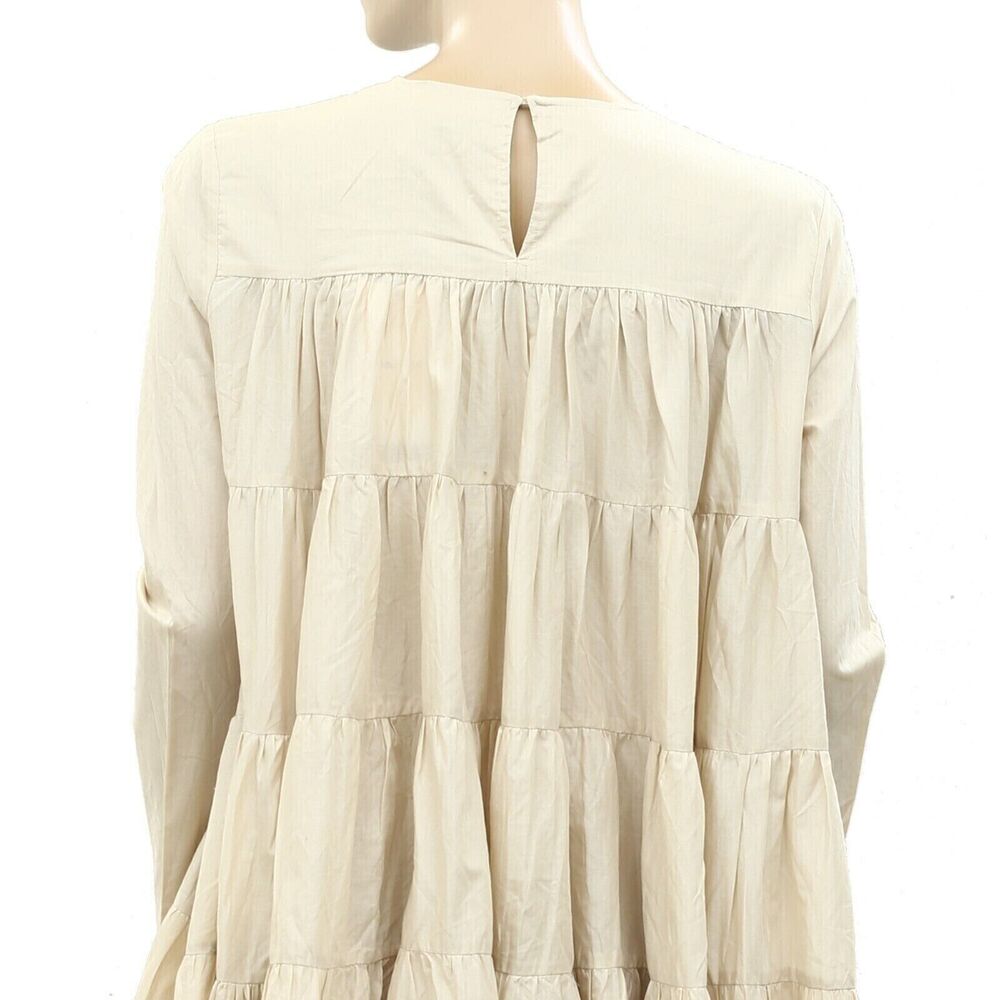 Merlette Soliman Mini Dress Long Sleeve Tiered Flared Swing Cotton M 270443 - Picture 8 of 8